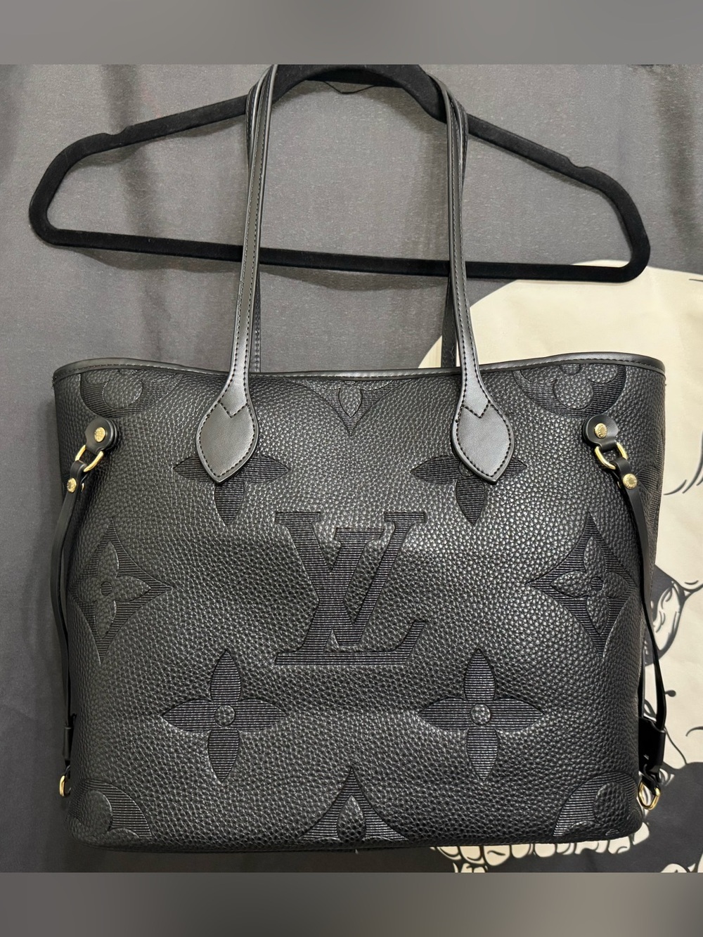 Black Embossed Monogram Tote Inspired